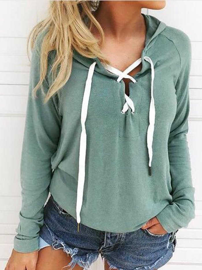 Long Sleeve Strap Hooded Sexy Hoodies