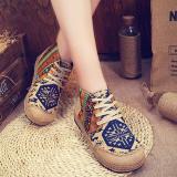 Vintage Colorful Pattern Lace Up Canvas Boots