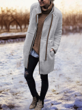 Stand Collar Patchwork Long Sleeve Coat