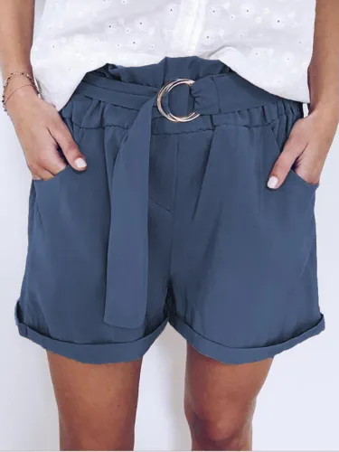 Plus Size Casual Solid Pockets Pants