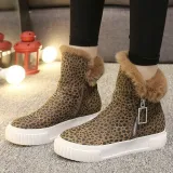 Women Casual Leopard Boots Zipper Shoes