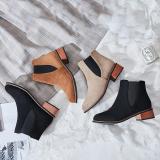 Women Flocking Booties Casual Comfort Zipper Chunky Heel Shoes