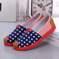 STAR Stripe Canvas Flat Slip On Loafers