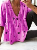 Khaki Casual Cotton-Blend Short Sleeve Shirts & Tops