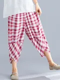 Plus Size Women Plaid Casual Pants