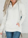 Long Sleeve Casual Zipper Solid Plus Size Hoodies