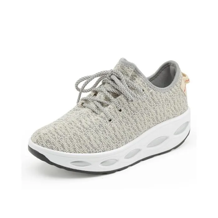 Breathable Mesh Lace Up Height Increasing Sport Platform Casual Shoes