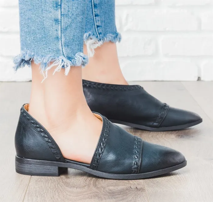 Trendy Stitched Style Side Cutout Loafers Casual PU Low Heel Loafers