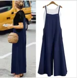 Pockets Linen Casual Loose Solid Plus Size Jumpsuits