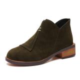 Womens Flocking Zipper Daily Chunky Heel Boots