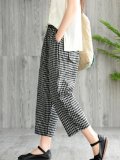 Plaid Elastic Waist Vintage Harem Pants