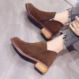 Womens Flocking Zipper Daily Chunky Heel Boots