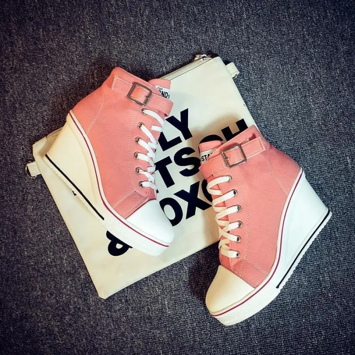 Women Korean Style Canvas Wedge Heel Casual Big Size Shoes