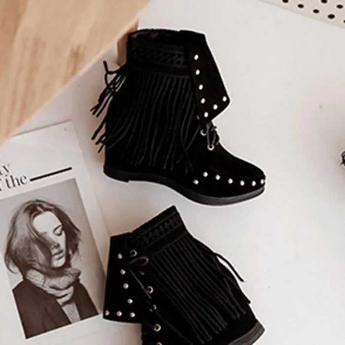 Women Vintage Booties Casual Plus Size Slip On Shoes
