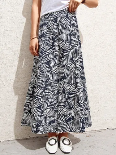 Plus Size Women Leaf Floral Casual Pants