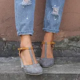 Summer Adjustable Buckle Chunky Heel Shoes