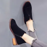 Womens Flocking Zipper Daily Chunky Heel Boots