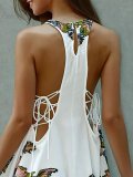 White Crew Neck Sleeveless Boho Dress