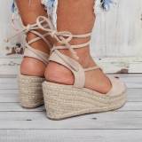 Summer Lace-Up Sandals Espadrilles Wedge Sandals