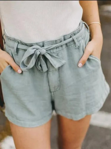 Solid Casual Pockets Shorts