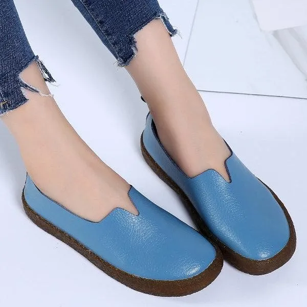 Solid Color Proof-water Platform Casual All Season Flat Heel Loafers