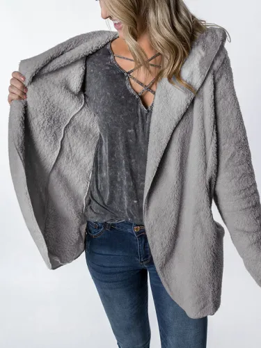 Paneled Long Sleeve Hoodie Casual Cardigans