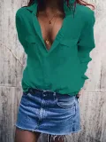 Shirt Collar Cotton Long Sleeve Casual Blouses&shirts