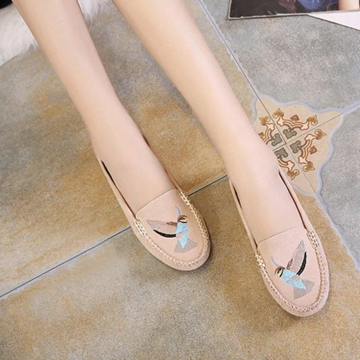 Women Artificial Suede Flats Casual Comfort Slip On Shoes