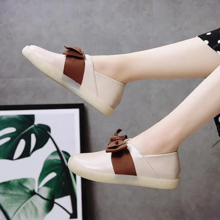 Women PU Flats Casual Comfort Slip On Shoes