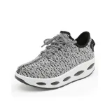 Breathable Mesh Lace Up Height Increasing Sport Platform Casual Shoes