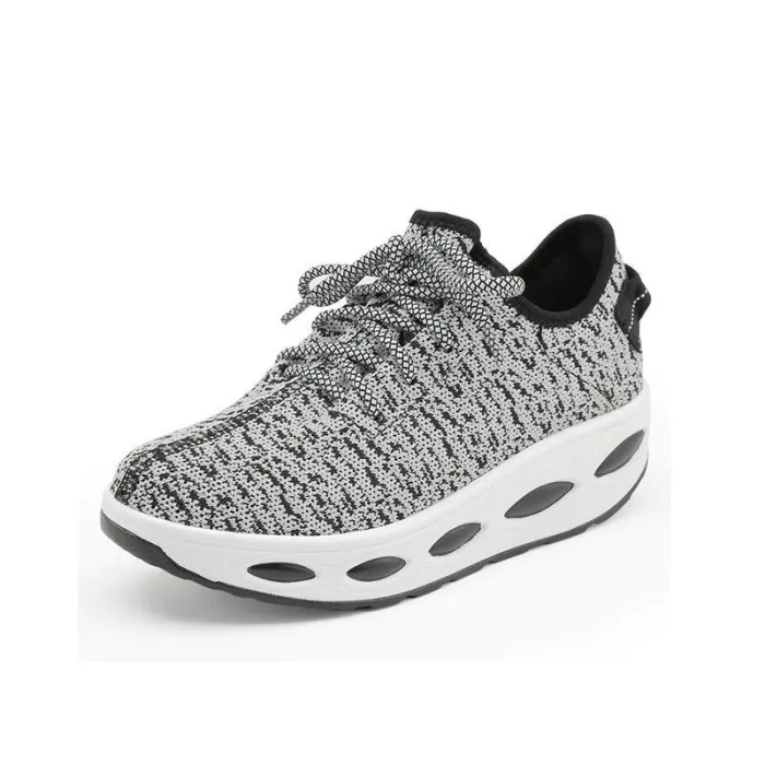 Breathable Mesh Lace Up Height Increasing Sport Platform Casual Shoes