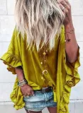 Flounce Buttoned Boho Long Sleeve Blouse