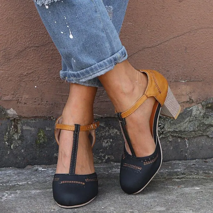 Summer Adjustable Buckle Chunky Heel Shoes