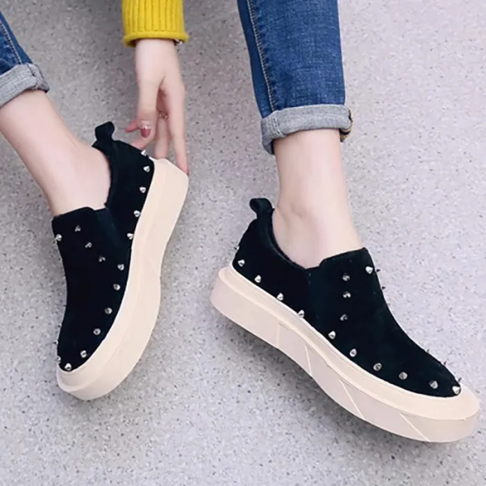 Women Artificial Suede Loafers Casual Comfort Flat Shoes