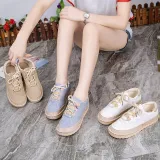 Women Flocking Sneakers Casual Comfort Lace Up Shoes