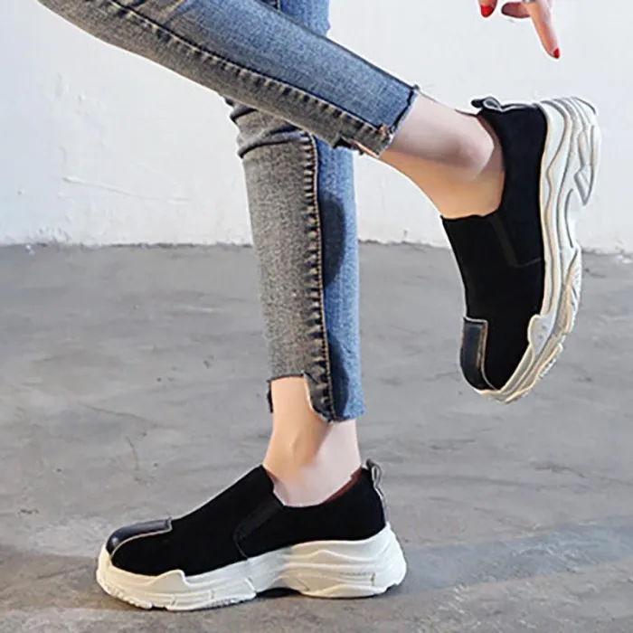 Women Round Toe Sneakers Casual Comfort Slip On Shoes