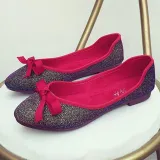 Women Bowknot  Sparkling Glitter Flats Casual Comfort Slip On Shoes