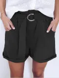 Plus Size Casual Solid Pockets Pants