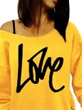Womens Round Neck LOVE Printed Hoodie