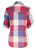 Casual Cotton Shirt Collar Gingham Blouse