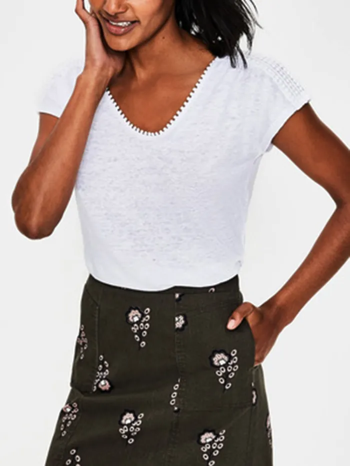 Short Sleeve Plain Casual V Neck Shirts & Tops