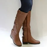 Black PU Chunky Heel Zipper Casual Winter Boots
