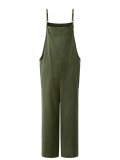 Pockets Linen Casual Loose Solid Plus Size Jumpsuits