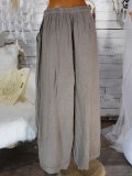 Plus Size Casual Solid Pockets Pants
