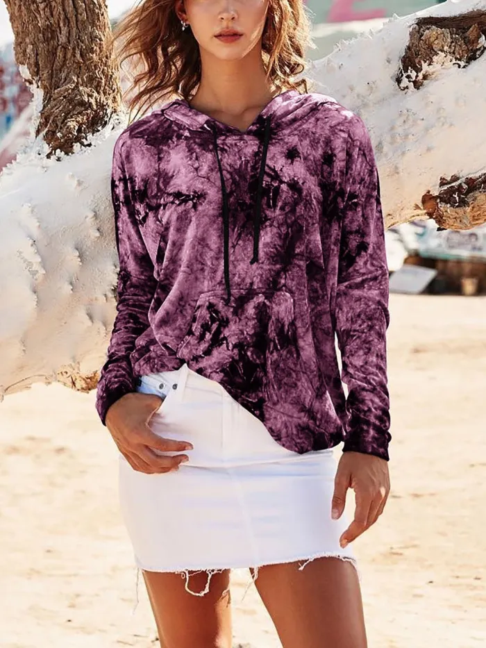 Long Sleeve Hooded Floral Printed Hoodies