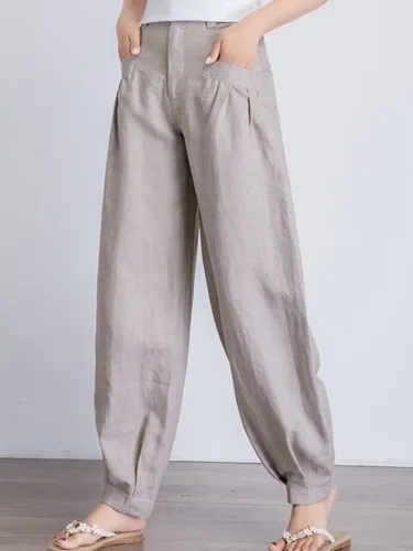 Linen Casual Plain Pants
