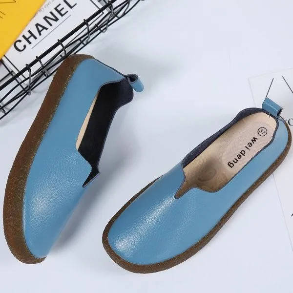 Solid Color Proof-water Platform Casual All Season Flat Heel Loafers