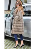 Plus Size Women Long Pattern Thick Faux Mink Fur Leather Parka Winter Coat