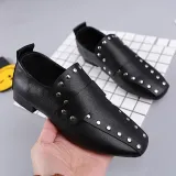 Women Chunky Heel Artificial Leather Rivet Spring/Fall Loafers