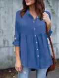 Polyester Shawl Collar Casual Shirts